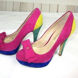 International Concepts Platform Heels Pink Yellow
